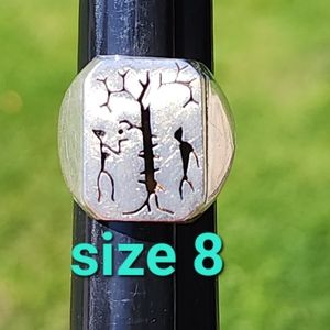 Mexican Sterling silver size 8 Tree of Life Adam and Eve Garden of Eden ring